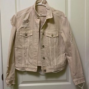 Pastel Light Baby Pink American Eagle Ripped Jean Jacket Size Medium